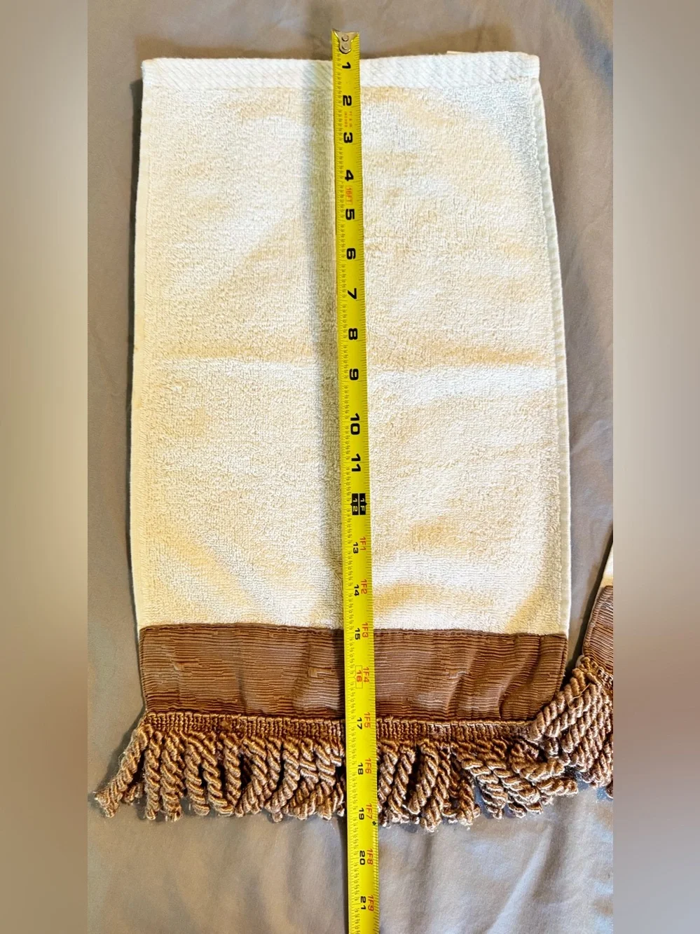 CROSCILL Set of 2 Cotton Towels Cream & Bronze Gold Brown Decorative Hand Towel